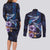 Hawaiian Whales Love Couple Couples Matching Long Sleeve Bodycon Dress and Long Sleeve Button Shirt Hibiscus and Kakau Art Tattoo Night Sky Vibe