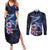 Hawaiian Whales Love Couple Couples Matching Summer Maxi Dress and Long Sleeve Button Shirt Hibiscus and Kakau Art Tattoo Night Sky Vibe