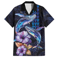 Hawaiian Whales Love Couple Family Matching Long Sleeve Bodycon Dress and Hawaiian Shirt Hibiscus and Kakau Art Tattoo Night Sky Vibe