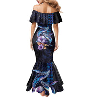 Hawaiian Whales Love Couple Mermaid Dress Hibiscus and Kakau Art Tattoo Night Sky Vibe LT03 - Polynesian Pride