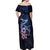 Hawaiian Whales Love Couple Off Shoulder Maxi Dress Hibiscus and Kakau Art Tattoo Night Sky Vibe