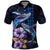 Hawaiian Whales Love Couple Polo Shirt Hibiscus and Kakau Art Tattoo Night Sky Vibe