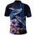 Hawaiian Whales Love Couple Polo Shirt Hibiscus and Kakau Art Tattoo Night Sky Vibe