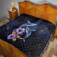 Hawaiian Whales Love Couple Quilt Hibiscus and Kakau Art Tattoo Night Sky Vibe LT03 - Polynesian Pride