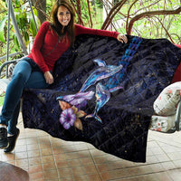 Hawaiian Whales Love Couple Quilt Hibiscus and Kakau Art Tattoo Night Sky Vibe LT03 - Polynesian Pride