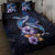 Hawaiian Whales Love Couple Quilt Bed Set Hibiscus and Kakau Art Tattoo Night Sky Vibe