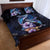 Hawaiian Whales Love Couple Quilt Bed Set Hibiscus and Kakau Art Tattoo Night Sky Vibe