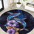 Hawaiian Whales Love Couple Round Carpet Hibiscus and Kakau Art Tattoo Night Sky Vibe