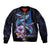 Hawaiian Whales Love Couple Sleeve Zip Bomber Jacket Hibiscus and Kakau Art Tattoo Night Sky Vibe