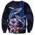 Hawaiian Whales Love Couple Sweatshirt Hibiscus and Kakau Art Tattoo Night Sky Vibe