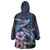 Hawaiian Whales Love Couple Wearable Blanket Hoodie Hibiscus and Kakau Art Tattoo Night Sky Vibe