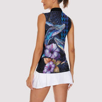 Hawaiian Whales Love Couple Women Sleeveless Polo Shirt Hibiscus and Kakau Art Tattoo Night Sky Vibe LT03 - Polynesian Pride