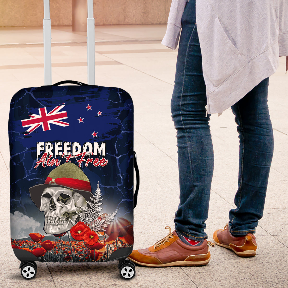 New Zealand ANZAC Day Luggage Cover Freedom Ain't Free