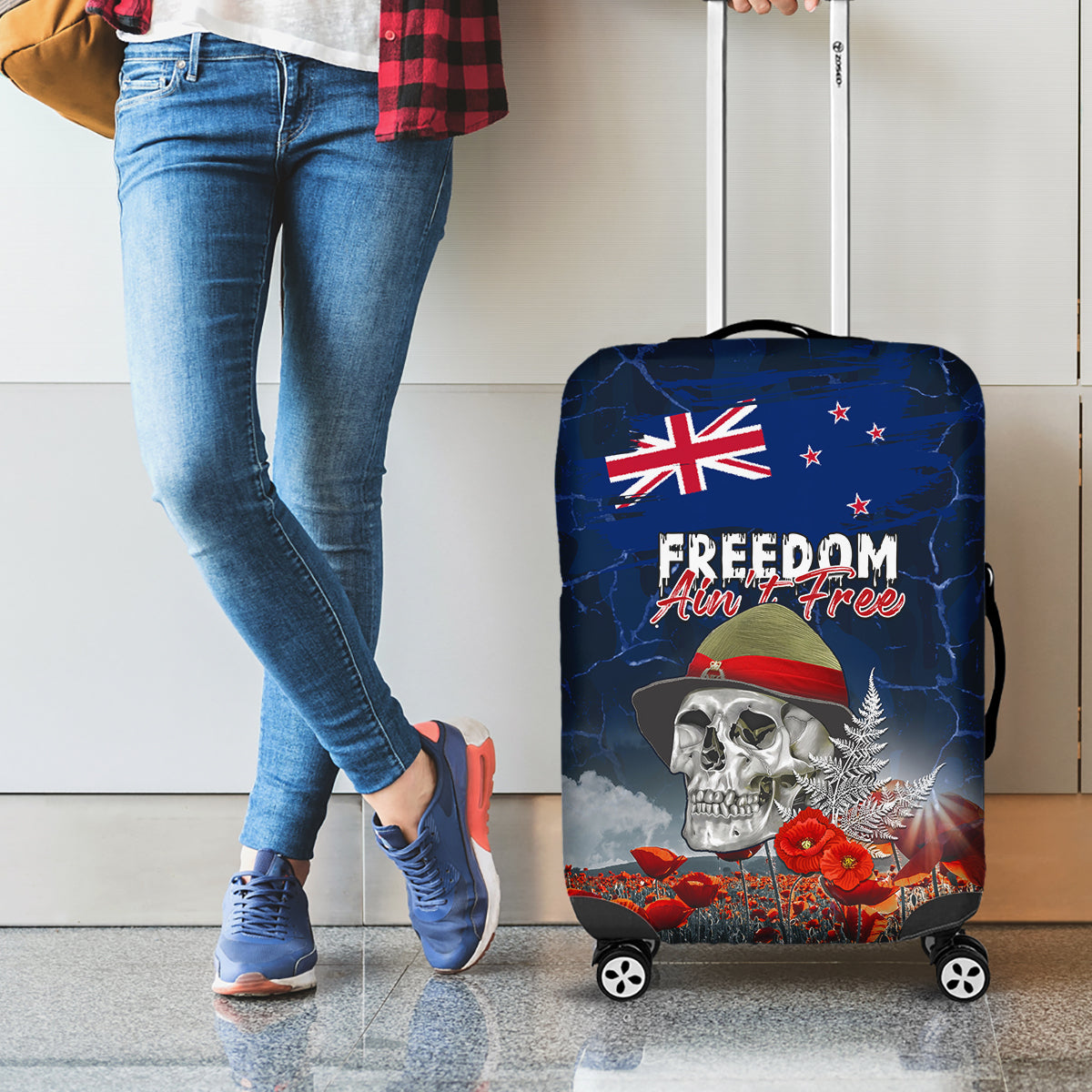 New Zealand ANZAC Day Luggage Cover Freedom Ain't Free