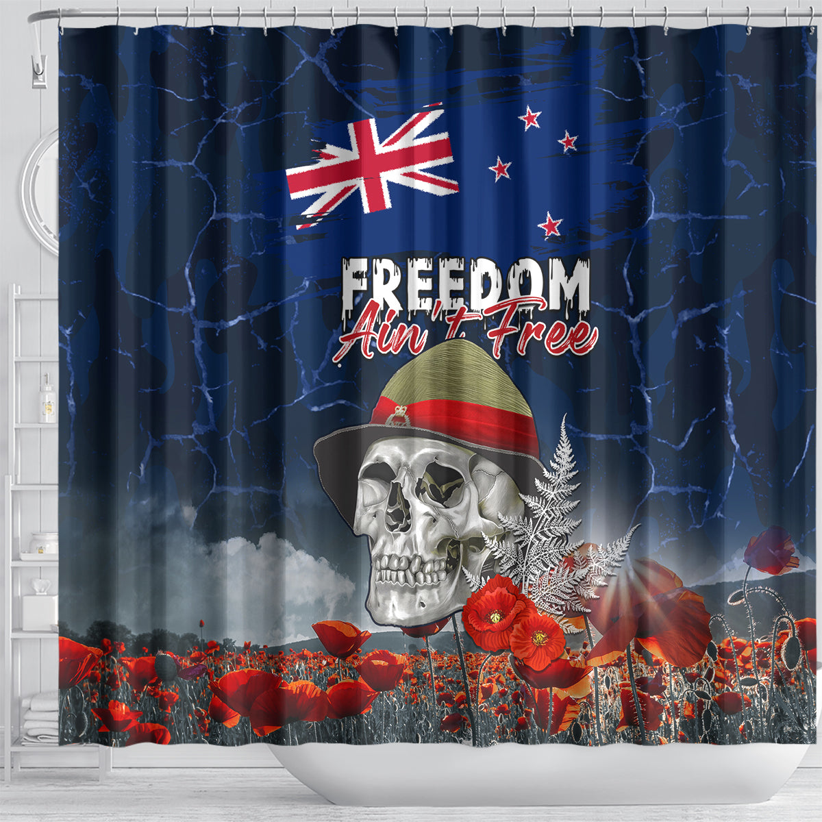 New Zealand ANZAC Day Shower Curtain Freedom Ain't Free