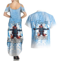 New Zealand Sky Diving Couples Matching Summer Maxi Dress and Hawaiian Shirt Lets Get High