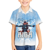 New Zealand Sky Diving Family Matching Off Shoulder Short Dress and Hawaiian Shirt Lets Get High LT05 Son's Shirt Blue - Polynesian Pride