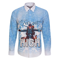 New Zealand Sky Diving Family Matching Puletasi and Hawaiian Shirt Lets Get High LT05 Dad's Shirt - Long Sleeve Blue - Polynesian Pride
