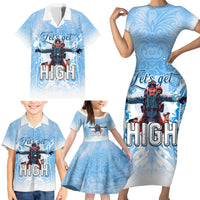 New Zealand Sky Diving Family Matching Short Sleeve Bodycon Dress and Hawaiian Shirt Lets Get High LT05 - Polynesian Pride