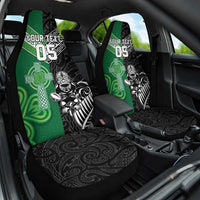 New Zealand And Ireland Rugby Custom Car Seat Cover Maori Tiki With Shamrock