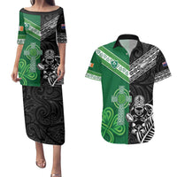New Zealand And Ireland Rugby Custom Couples Matching Puletasi and Hawaiian Shirt Maori Tiki With Shamrock