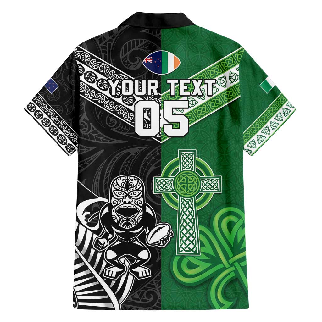 New Zealand And Ireland Rugby Custom Family Matching Puletasi and Hawaiian Shirt Maori Tiki With Shamrock
