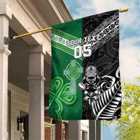 New Zealand And Ireland Rugby Custom Garden Flag Maori Tiki With Shamrock