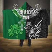 New Zealand And Ireland Rugby Custom Hooded Blanket Maori Tiki With Shamrock