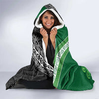 New Zealand And Ireland Rugby Custom Hooded Blanket Maori Tiki With Shamrock