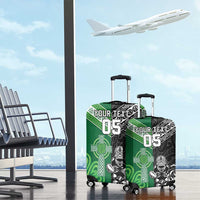New Zealand And Ireland Rugby Custom Luggage Cover Maori Tiki With Shamrock