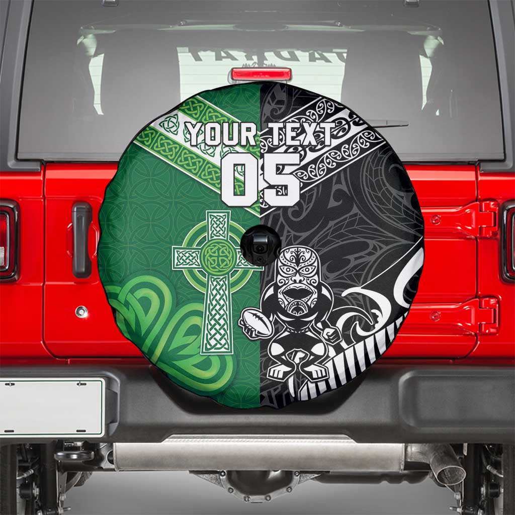 New Zealand And Ireland Rugby Custom Spare Tire Cover Maori Tiki With Shamrock