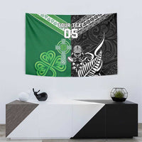 New Zealand And Ireland Rugby Custom Tapestry Maori Tiki With Shamrock