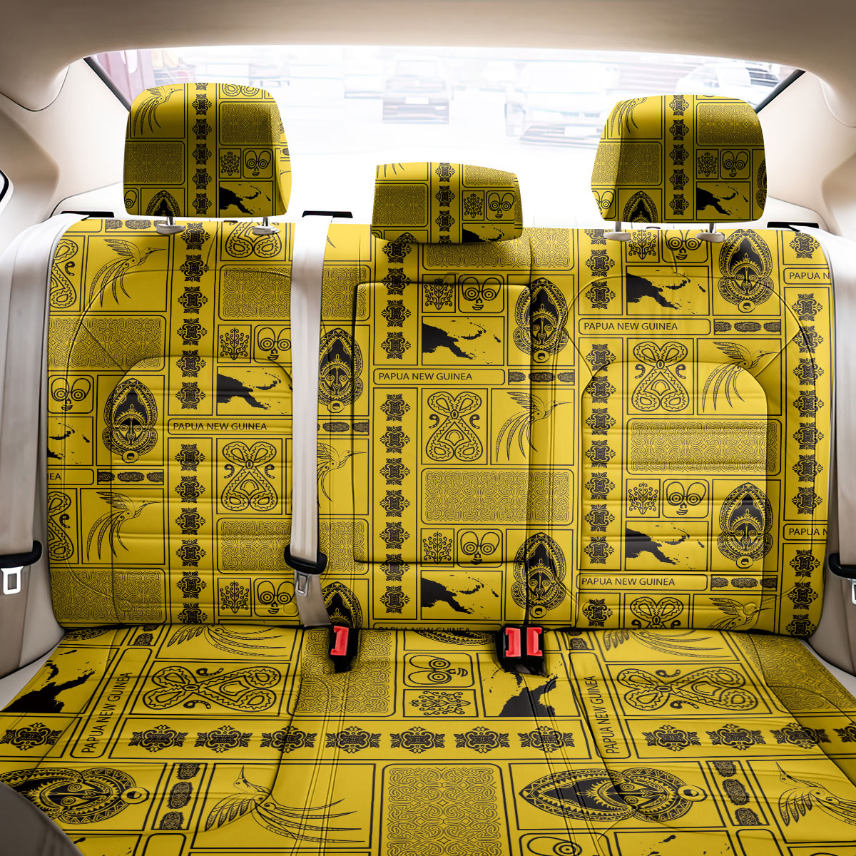 Papua New Guinea Heritage Motif Back Car Seat Cover Yellow Version LT05 - Polynesian Pride