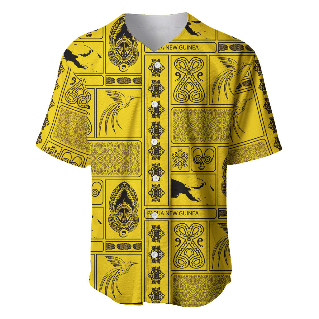 Papua New Guinea Heritage Motif Baseball Jersey Yellow Version