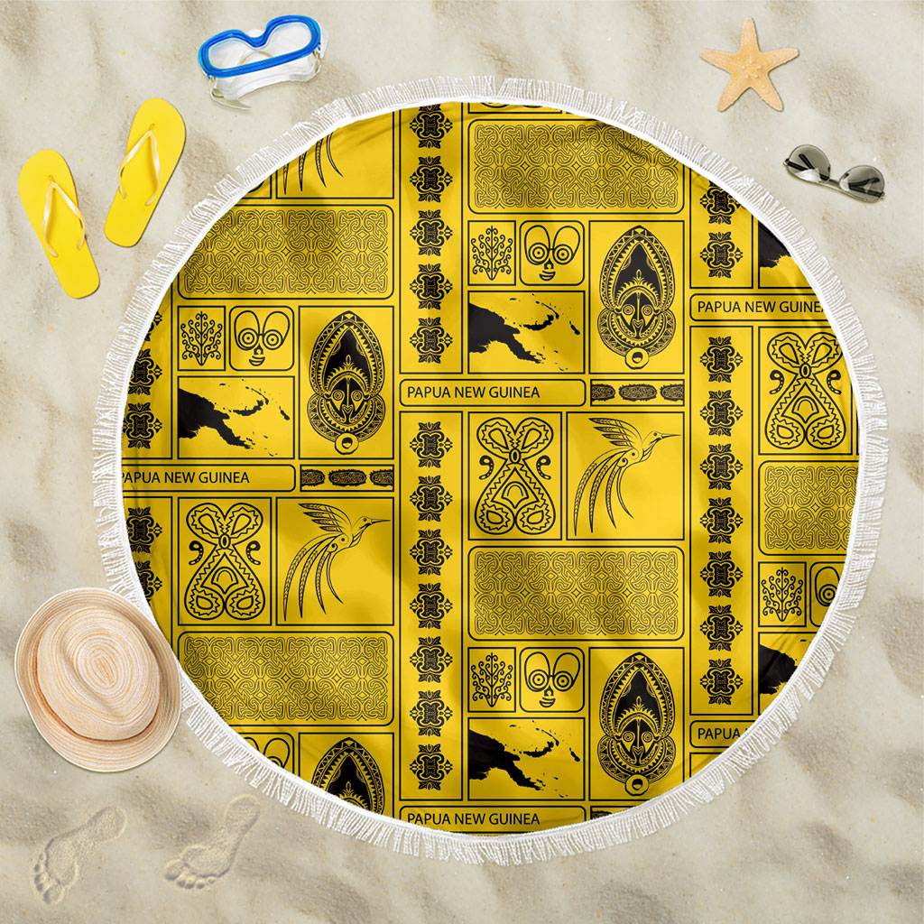 Papua New Guinea Heritage Motif Beach Blanket Yellow Version