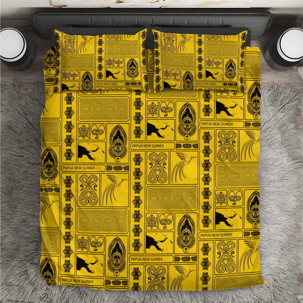 Papua New Guinea Heritage Motif Bedding Set Yellow Version LT05 Yellow - Polynesian Pride