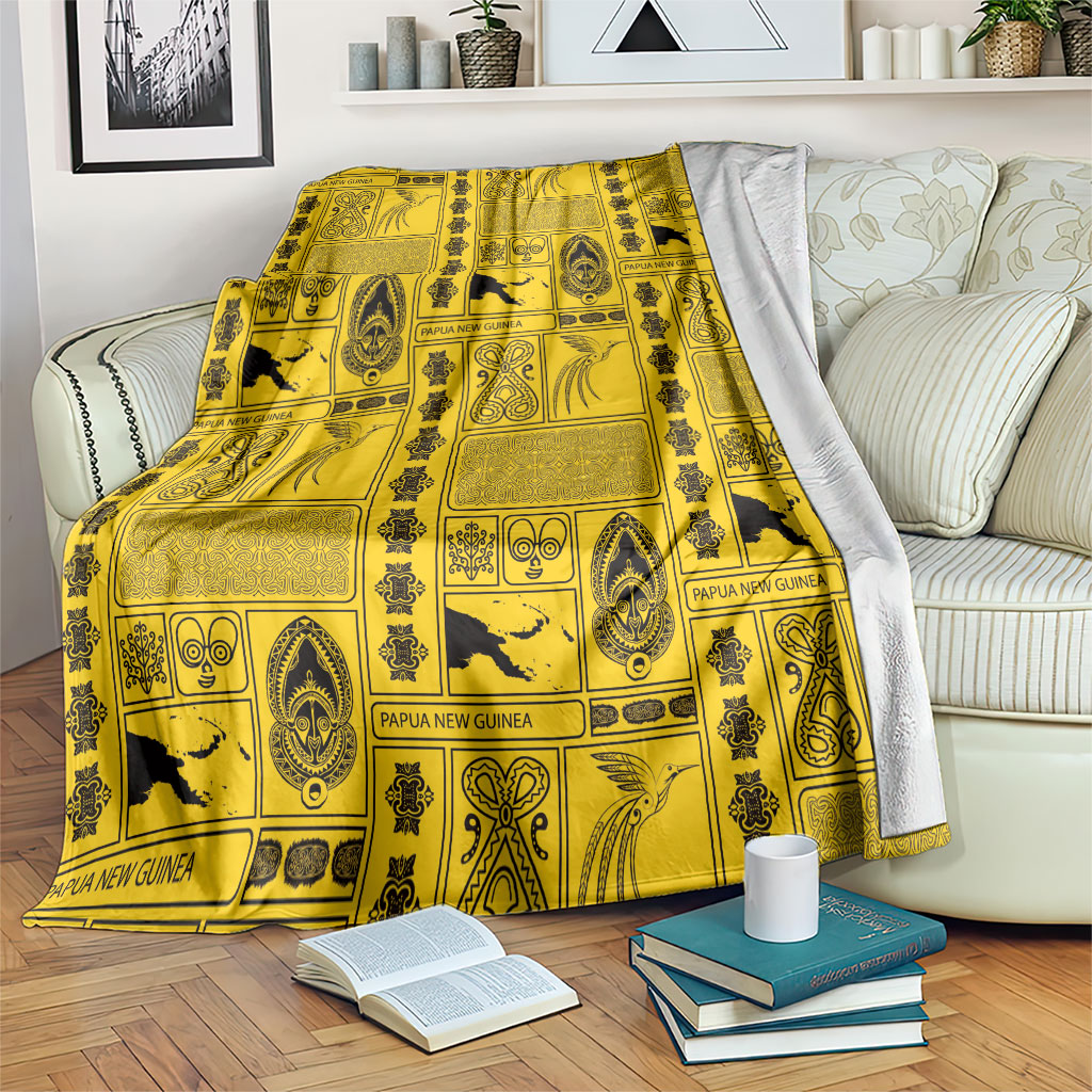 Papua New Guinea Heritage Motif Blanket Yellow Version LT05 Yellow - Polynesian Pride