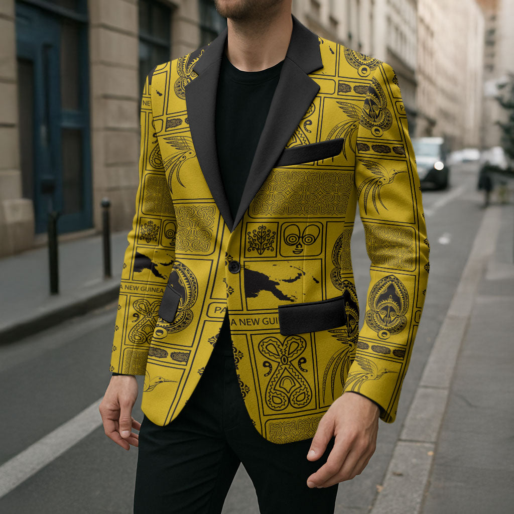 Papua New Guinea Heritage Motif Blazer Yellow Version LT05 - Polynesian Pride