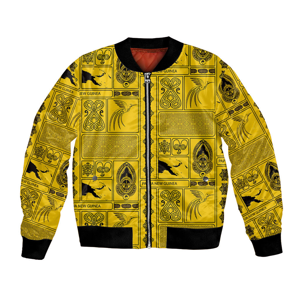 Papua New Guinea Heritage Motif Bomber Jacket Yellow Version
