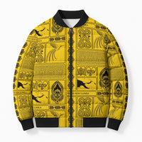 Papua New Guinea Heritage Motif Bomber Puffer Jacket Yellow Version