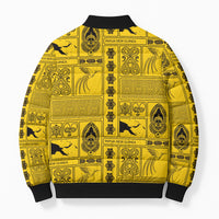Papua New Guinea Heritage Motif Bomber Puffer Jacket Yellow Version