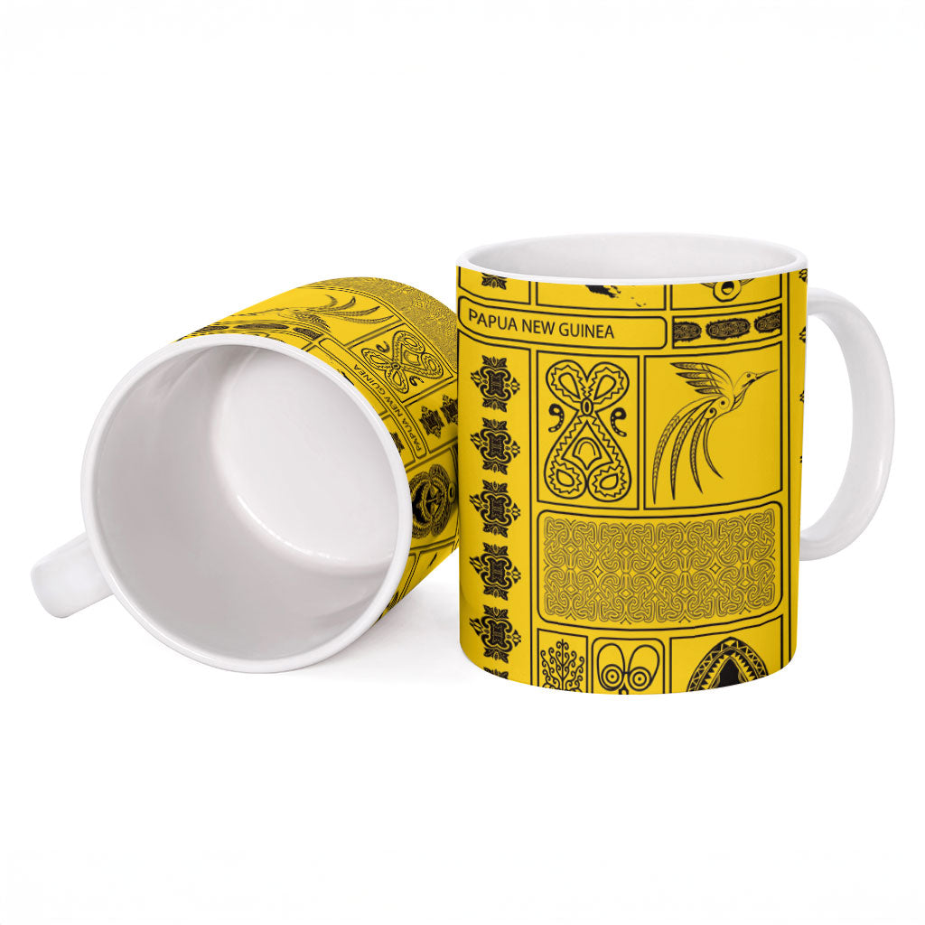 Papua New Guinea Heritage Motif Ceramic Mug Yellow Version LT05 - Polynesian Pride