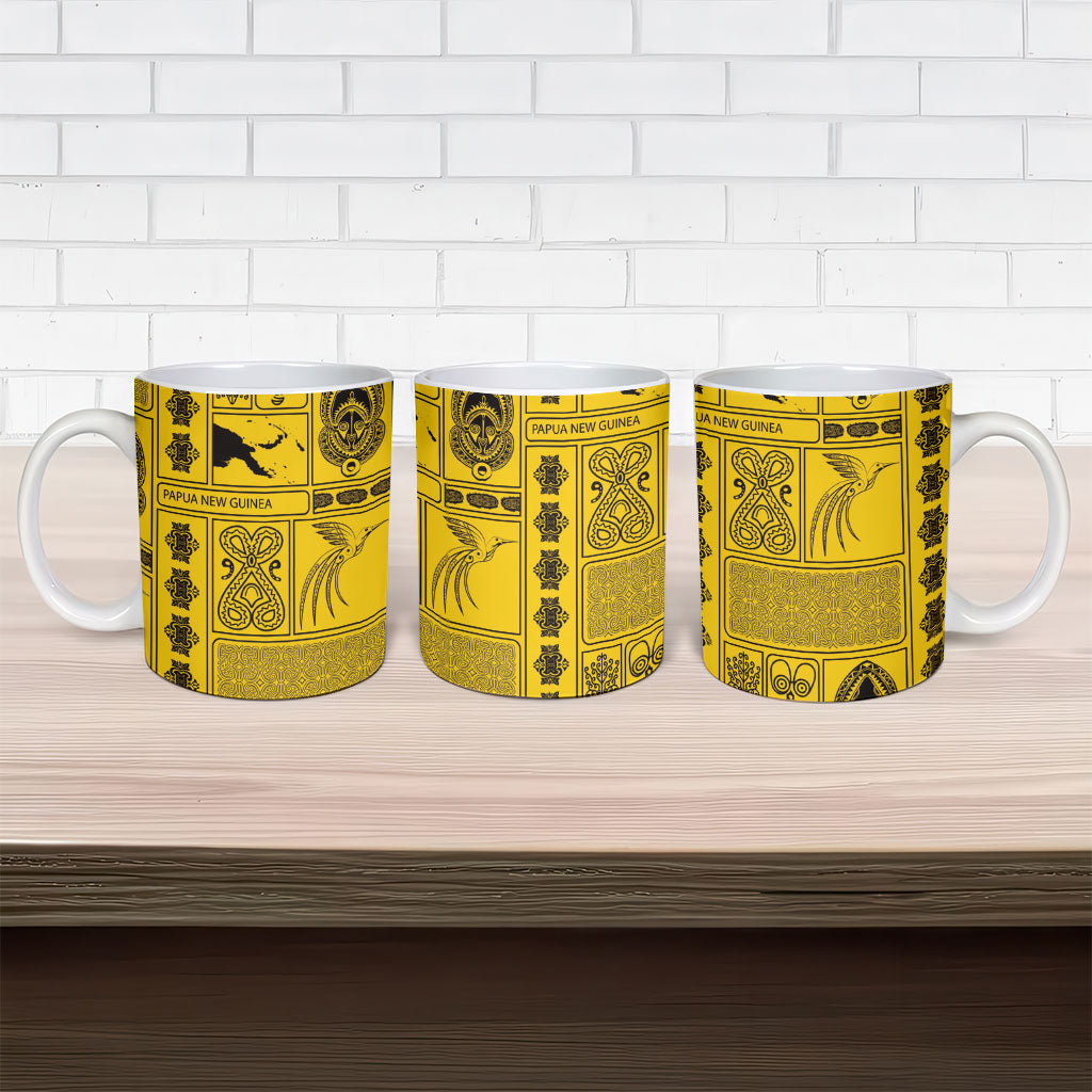 Papua New Guinea Heritage Motif Ceramic Mug Yellow Version LT05 - Polynesian Pride