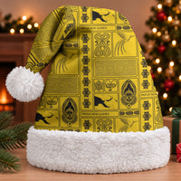 Papua New Guinea Heritage Motif Christmas Santa Hat Yellow Version LT05 With Fur Yellow - Polynesian Pride