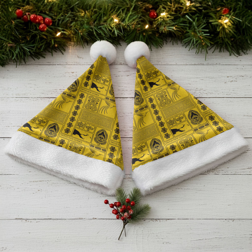 Papua New Guinea Heritage Motif Christmas Santa Hat Yellow Version LT05 - Polynesian Pride