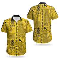 Papua New Guinea Heritage Motif Couples Matching Mermaid Dress and Hawaiian Shirt Yellow Version LT05 - Polynesian Pride