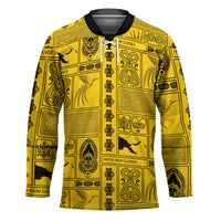Papua New Guinea Heritage Motif Hockey Jersey Yellow Version LT05 Unisex Yellow - Polynesian Pride