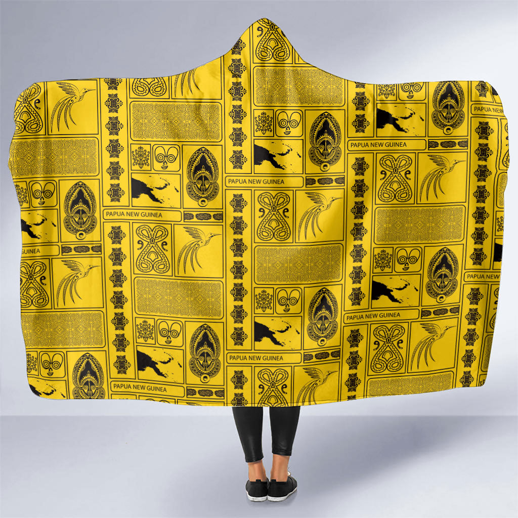 Papua New Guinea Heritage Motif Hooded Blanket Yellow Version