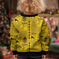 Papua New Guinea Heritage Motif Kid Ugly Christmas Sweater Yellow Version LT05 - Polynesian Pride