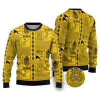 Papua New Guinea Heritage Motif Ugly Christmas Sweater Yellow Version LT05 Yellow - Polynesian Pride